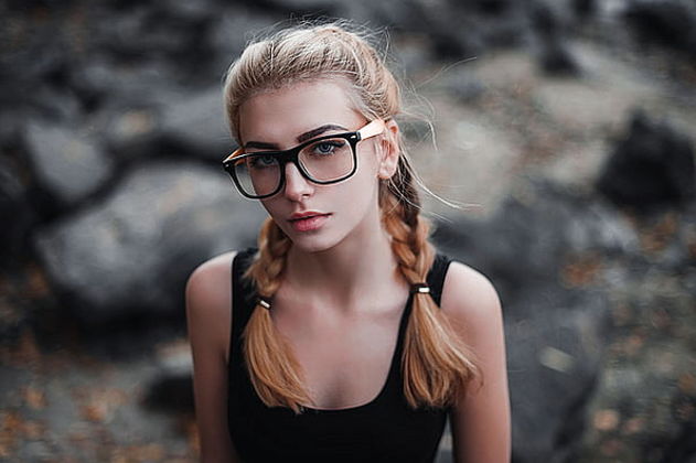 Blonde Teen Glasses Pigtail